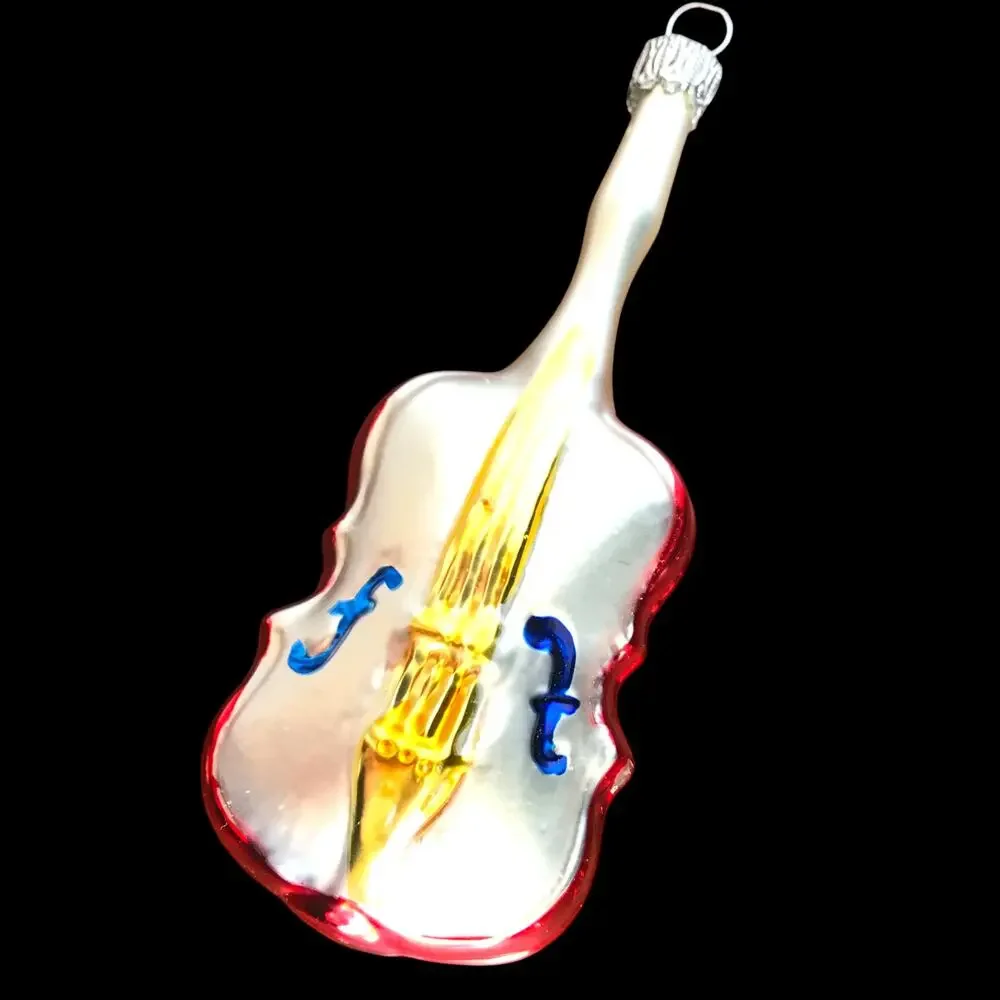 Hand-Made Glass Violin Instrument Christmas Ornament, Made in Germany